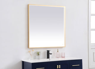 Pier 36x36 inch LED mirror with adjustable color temperature 3000K/4200K/6400K in brass