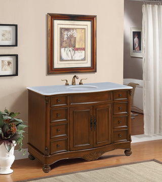 48 In. Single Bathroom Vanity Set In Teak Color