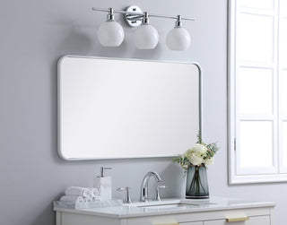 Soft corner metal rectangular mirror 22x40 inch in White