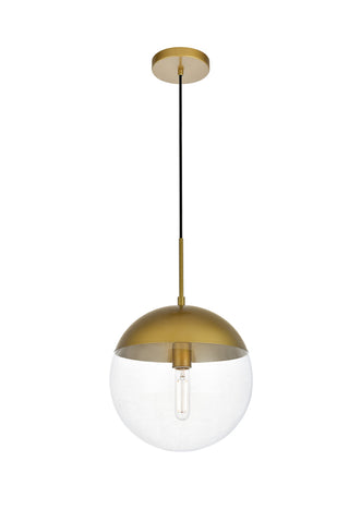 Eclipse 1 Light Brass Pendant With Clear Glass