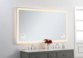 Lux 42in x 72in Hardwired LED mirror with magnifier and color changing temperature 3000K/4200K/6000K