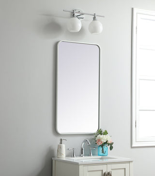 Soft corner metal rectangular mirror 20x36 inch in White