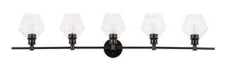 Gene 5 light Black and Clear glass Wall sconce