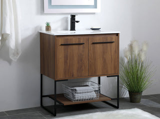 30 inch  Single Bathroom Vanity in Walnut Brown