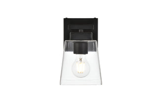 Merrick 1 light Black and Clear Bath Sconce