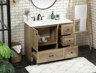 42 inch Single bathroom vanity in natural oak with backsplash