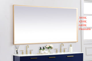 Pier 36x72 inch LED mirror with adjustable color temperature 3000K/4200K/6400K in brass