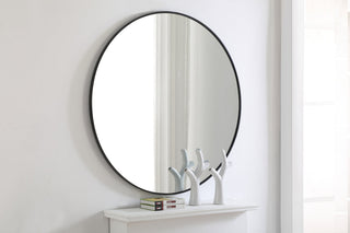 Metal frame Round Mirror 48 inch Black finish