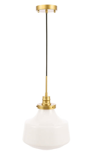 Lyle 1 light Brass and frosted white glass pendant