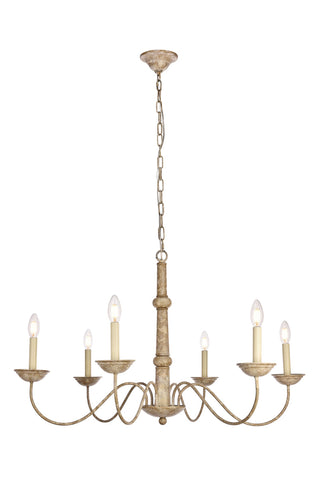 Merritt Collection Chandelier D35 H21.6 Lt:6 Weathered Dove Finish