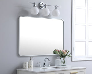 Soft corner metal rectangular mirror 27x40 inch in White