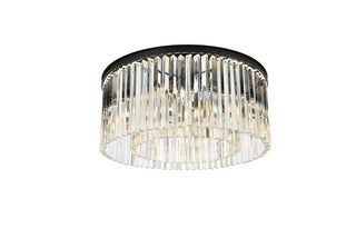 Sydney 8 light Matte Black Flush Mount Clear Royal Cut Crystal