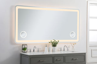 Lux 36in x 72in Hardwired LED mirror with magnifier and color changing temperature 3000K/4200K/6000K