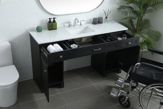 60 Inch ADA Compliant Bathroom Vanity In Black