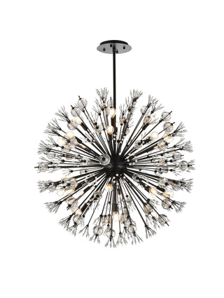 Vera 38 inch crystal starburst round pendant in black