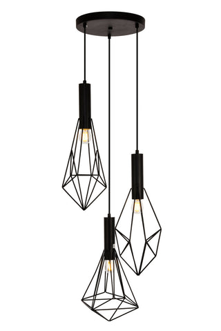 Jago Collection Pendant D16.0 H30.4 Lt:3 Black Finish