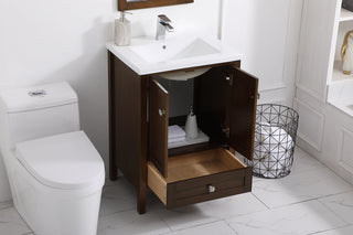 24 In. Single Bathroom Vanity Set In Antique Coffee