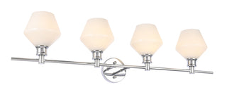 Gene 4 light Chrome and Frosted white glass Wall sconce