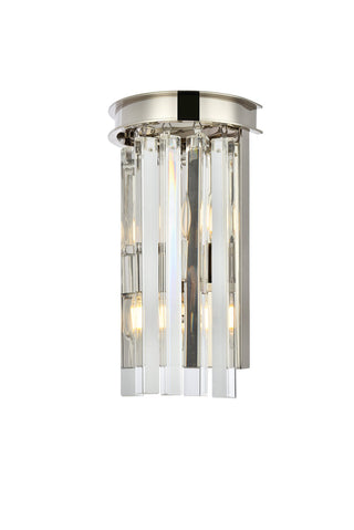 Sydney 2 light polished nickel Wall Sconce Clear Royal Cut Crystal