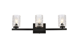 Cassie 3 lights bath sconce in black with clear shade