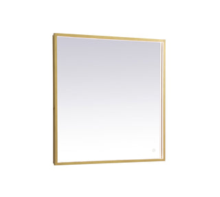 Pier 30x30 inch LED mirror with adjustable color temperature 3000K/4200K/6400K in brass