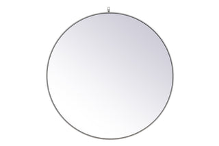 Metal frame round mirror with decorative hook 45 inch in Grey