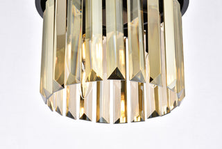 Sydney 3 light Matte Black Flush Mount Golden Teak (Smoky) Royal Cut Crystal