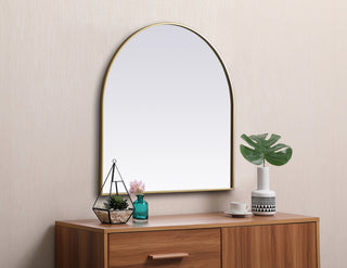 Metal Frame Arch Mirror 36x36 Inch in Brass