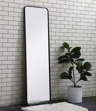 Soft corner metal rectangular mirror 18x60 inch in Black