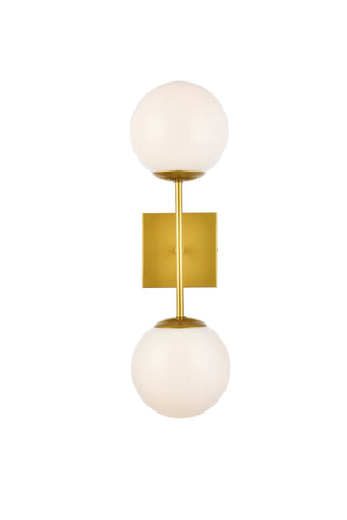 Neri 2 lights brass and white glass wall sconce