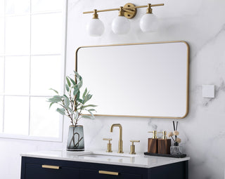 Soft corner metal rectangular mirror 22x40 inch in Brass