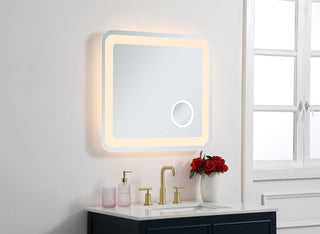 Lux 27in x 30in Hardwired LED mirror with magnifier and color changing temperature 3000K/4200K/6000K