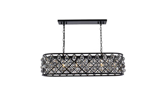 Madison 6 light Matte Black Chandelier Silver Shade (Grey) Royal Cut Crystal