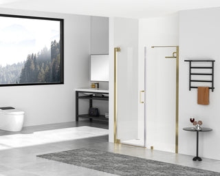 Semi-frameless hinged shower door 60 x 72 Brushed Gold