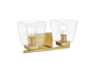 Merrick 2 light Brass and Clear Bath Sconce