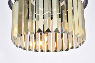 Sydney 3 light Matte Black Flush Mount Golden Teak (Smoky) Royal Cut Crystal