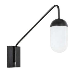 Kace 1 light Black and frosted white glass wall sconce