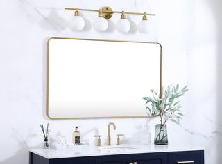 Soft corner metal rectangular mirror 30x48 inch in Brass