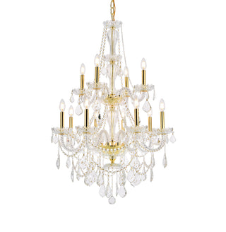 Giselle 12 light Gold Chandelier Clear Royal Cut Crystal