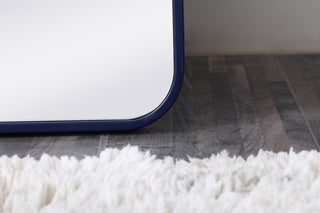 Soft corner metal rectangular mirror 18x60 inch in Blue