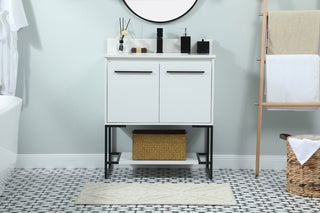 30 inch Single bathroom vanity in white with backsplash