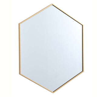 Metal frame hexagon mirror 38 inch in Brass