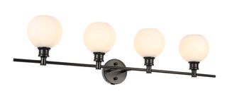 Collier 4 light Black and Frosted white glass Wall sconce