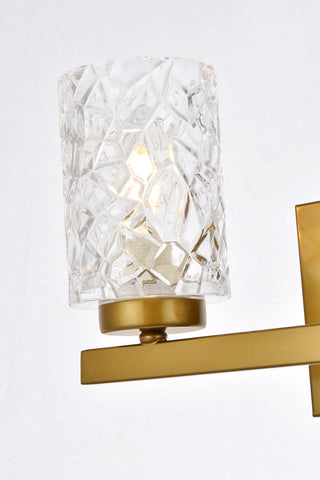 Cassie 2 lights bath sconce in brass with clear shade