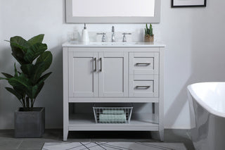 36 inch Single Bathroom Vanity in Grey with Backsplash