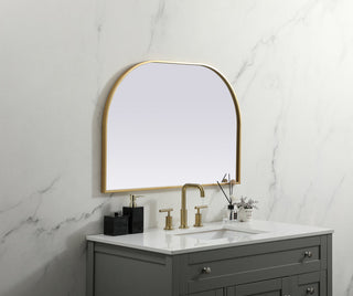 Metal Frame Arch Mirror 36x24 Inch in Brass