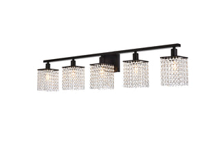 Phineas 5 lights bath sconce in black with clear crystals