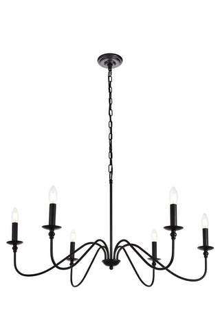 Rohan Collection Chandelier D36 H19 Lt:6 Matte Black Finish