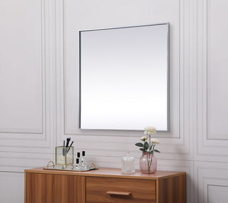 Metal Frame Square Mirror 30 inch in Silver