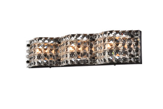 Tate 3 light bath sconce in black with clear crystals